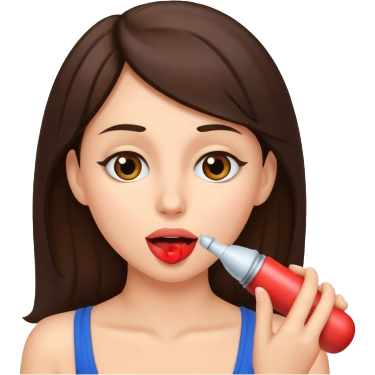 Brunette performing oral sex penis  emoji
