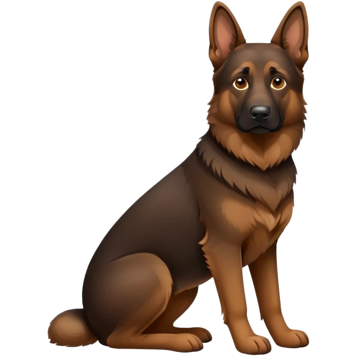 Dark brown face German Shepherd sitting emoji