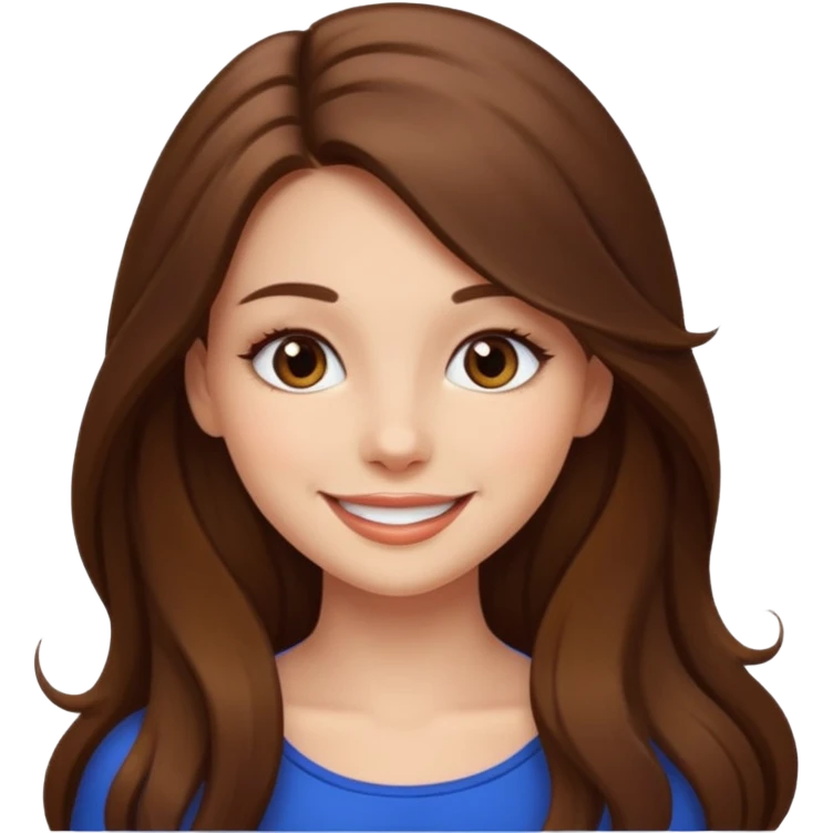 pretty girl brown long hair makeup emoji