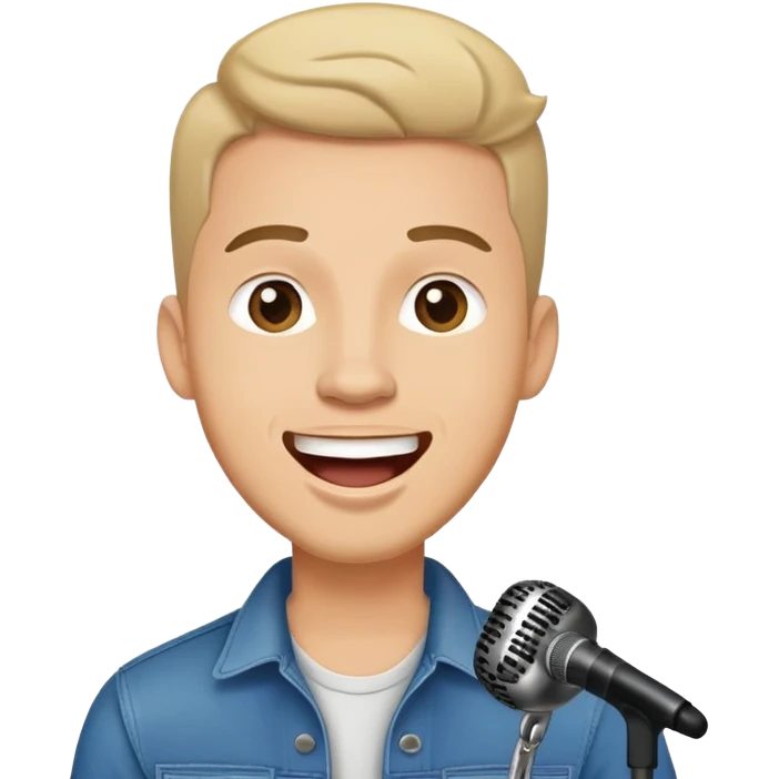 Happy Rock Pop Music Male singer in his 30s dressed with trendy style emoji