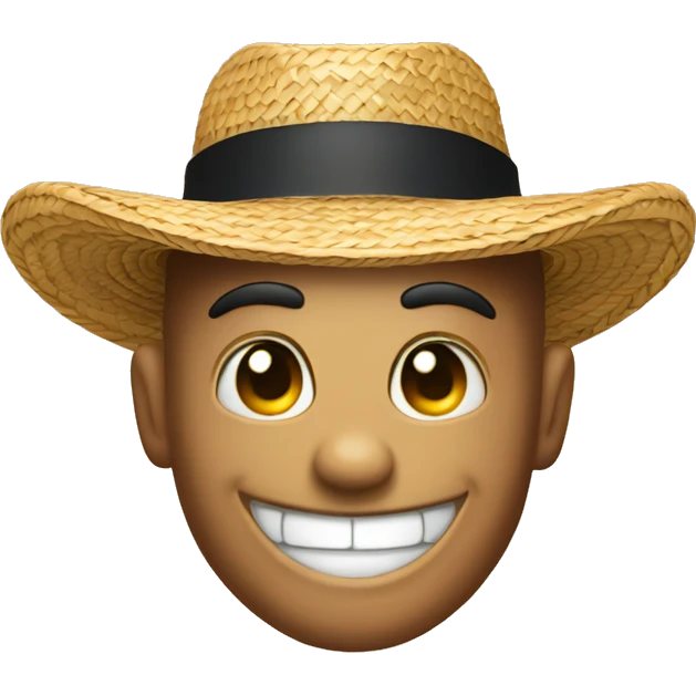 grin face in a straw boater hat emoji