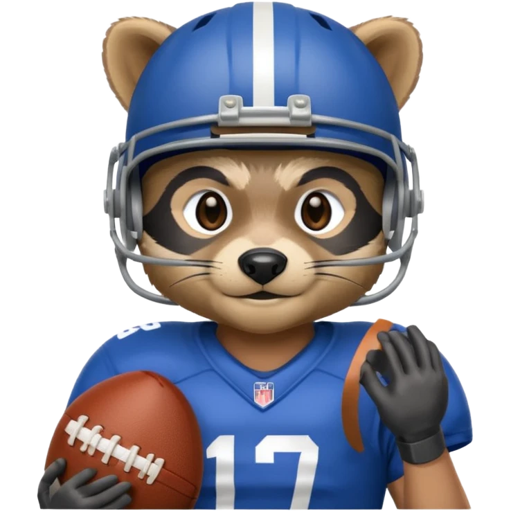 american football player raccoon blue emoji