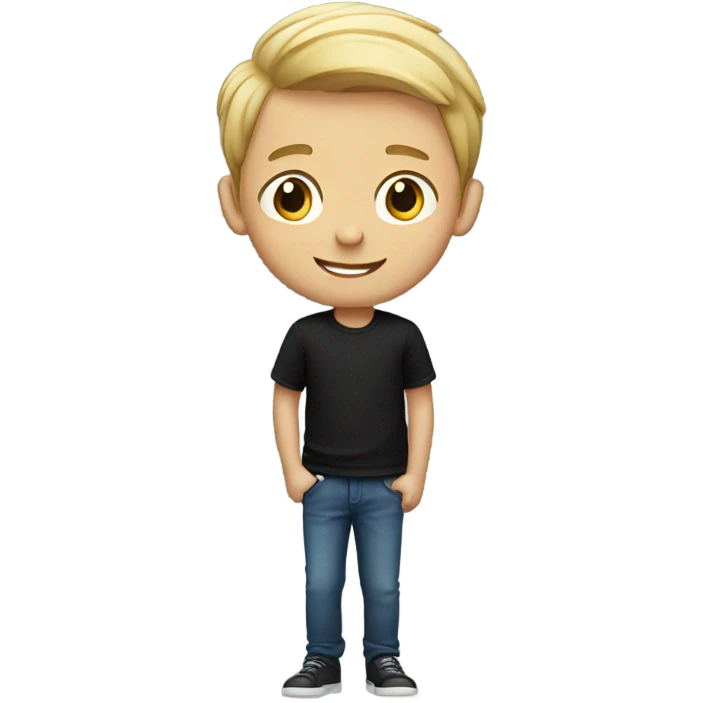 smiling boy in black shirt emoji