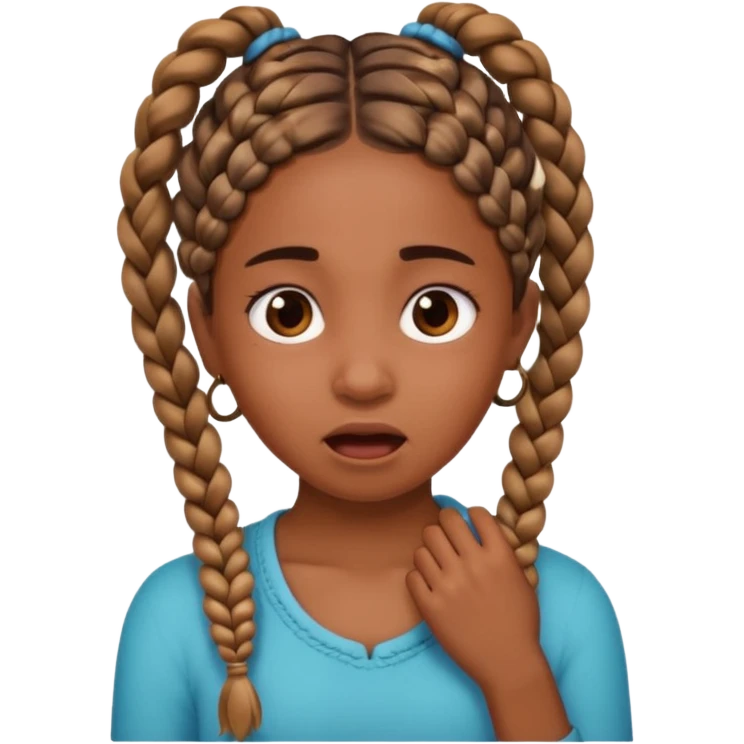 A brown skin girl with braids choking her slef emoji