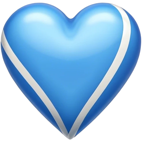 Glossy blue heart with athletic stripes going down the side emoji
