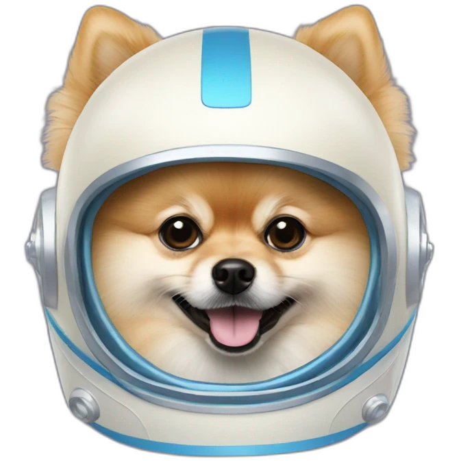 light cream pomeranian blue space helmet emoji