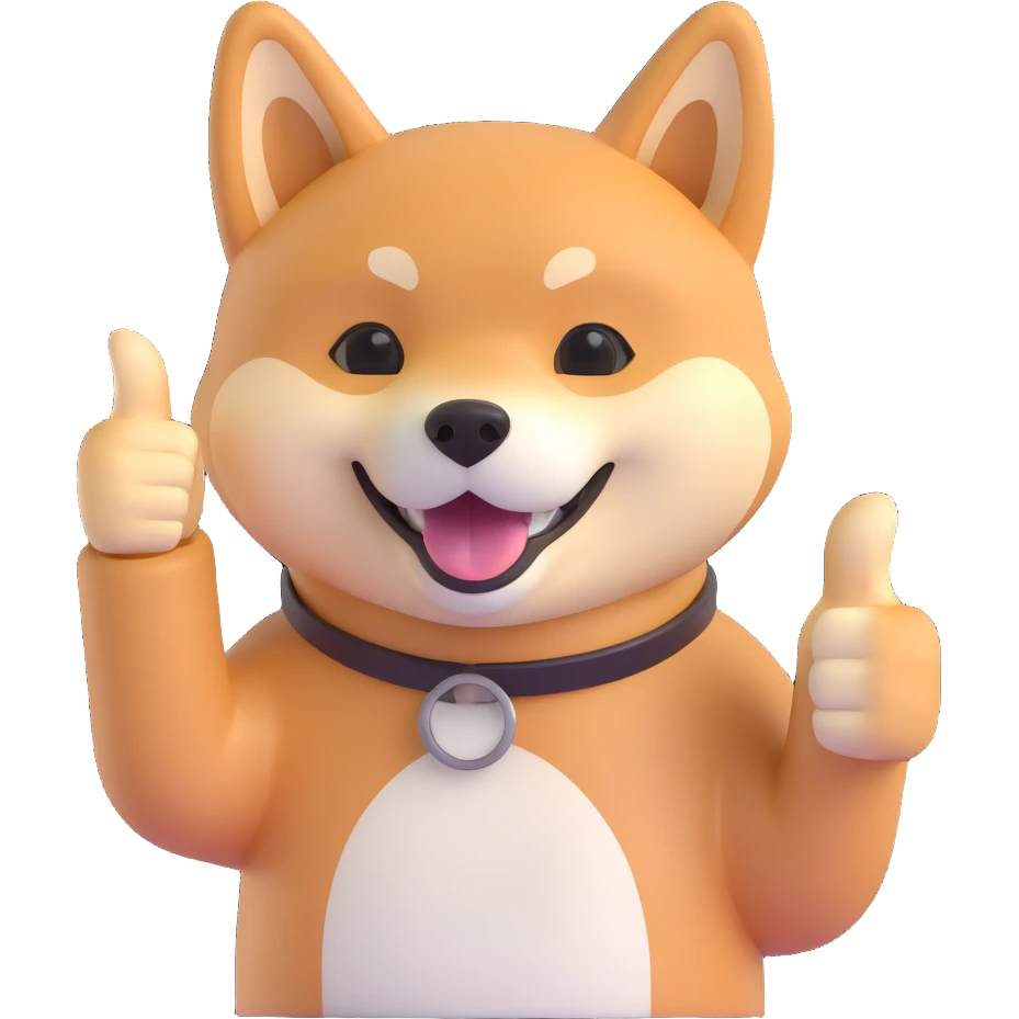 shiba inu showing thumbs up emoji