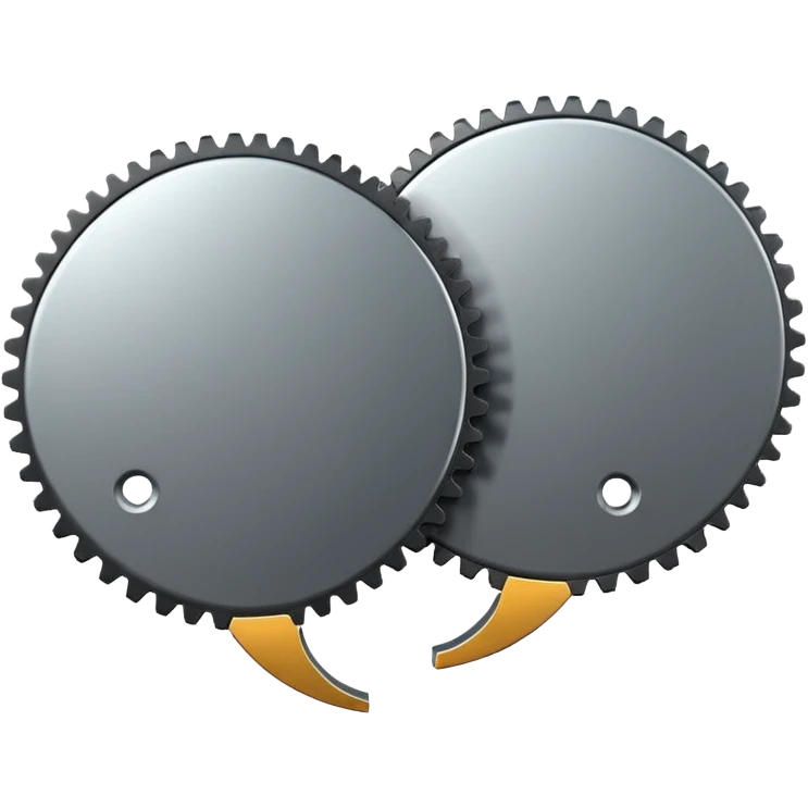 two overlapping speech bubbles, one with a gear emoji