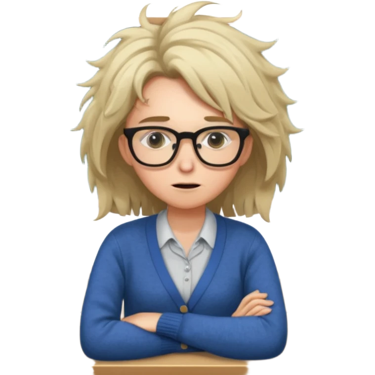 exhausted teacher in a bustling classroom emoji