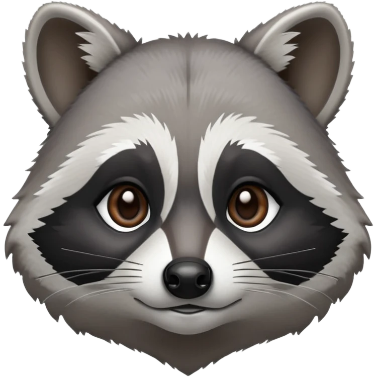 Cinematic-Noble-Raccoon-Portrait-Emoji – Poised and confident, with a sturdy build and a beautifully textured fur of silver-grey accented by dark black facial markings, deep-set, intelligent brown eyes, simplified yet sharp and sophisticated zoom out to show shoulders emoji