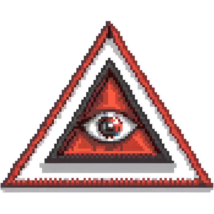 Illuminati triangle symbol with eye in center, black and red color scheme emoji