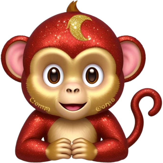 red glitter monkey emoji