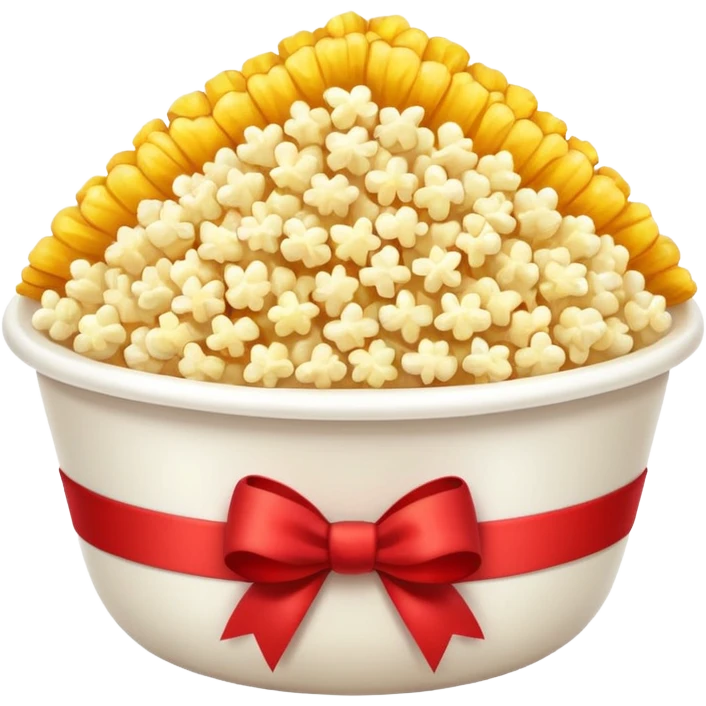 popcorn in white bowl with bow emoji