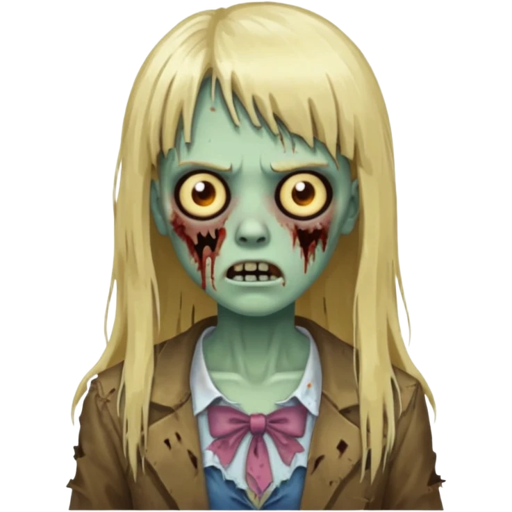 Zoombie de cabelo loiro longo de franja quadrada  emoji