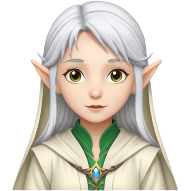 Frieren the female elf mage with silver hair without stone emoji