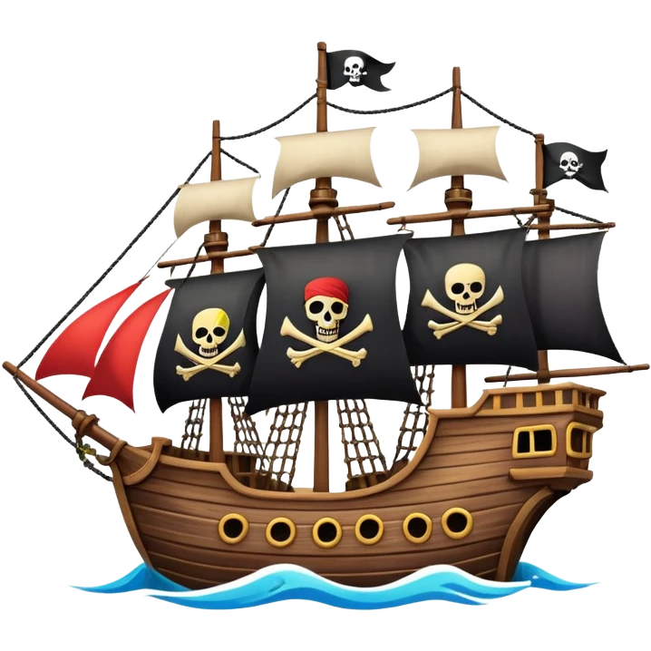 random colors pirate ships emoji