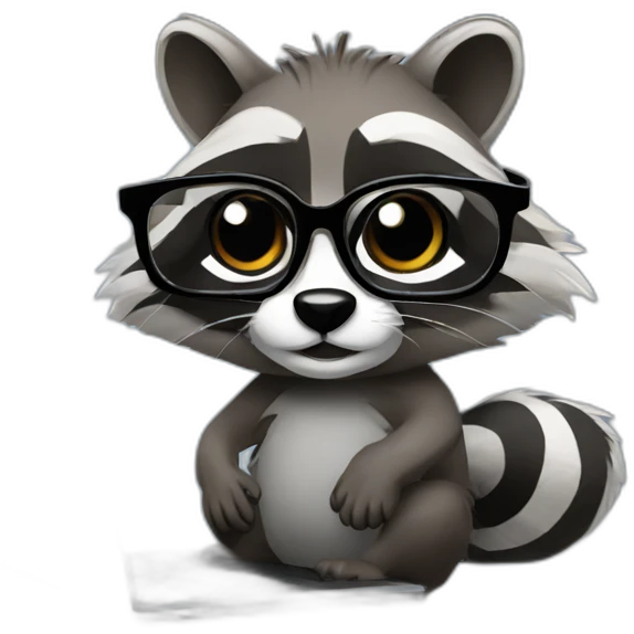 racoon wearing glasses programming on a black laptop emoji