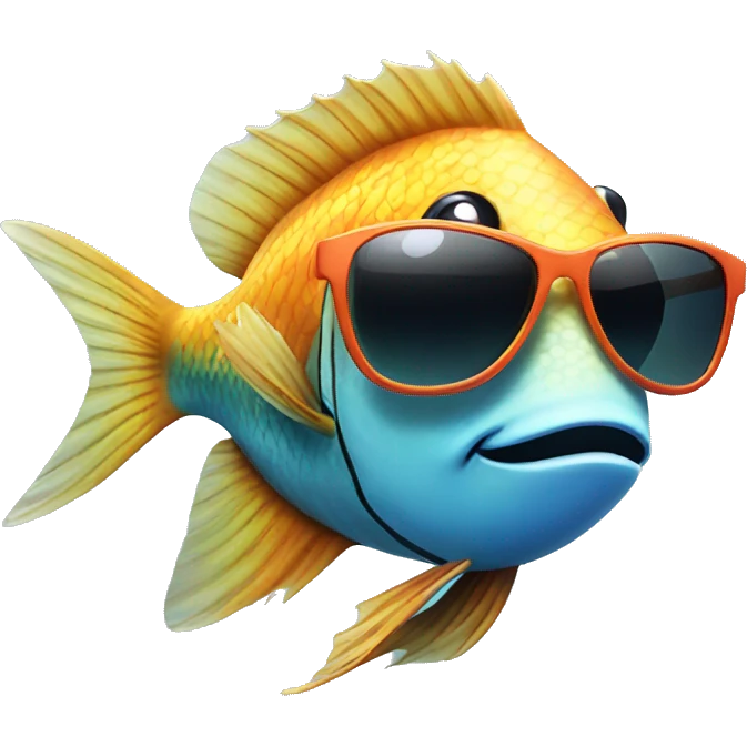 Chill tropical fish wearing sunglasses emoji