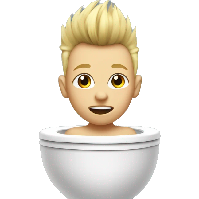 Blond Kid with mohawk named eli's head coming out of toilet emoji