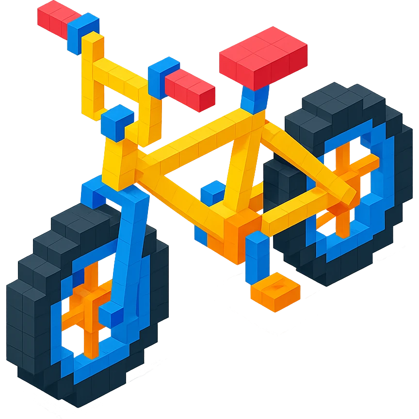 isometric view of a BMX bicycle in voxel style emoji