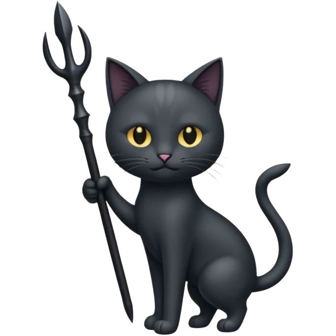chat démoniaque qui tient un trident emoji
