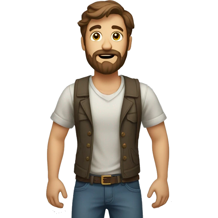 wondered bearded man with arms shrugging facing camera emoji