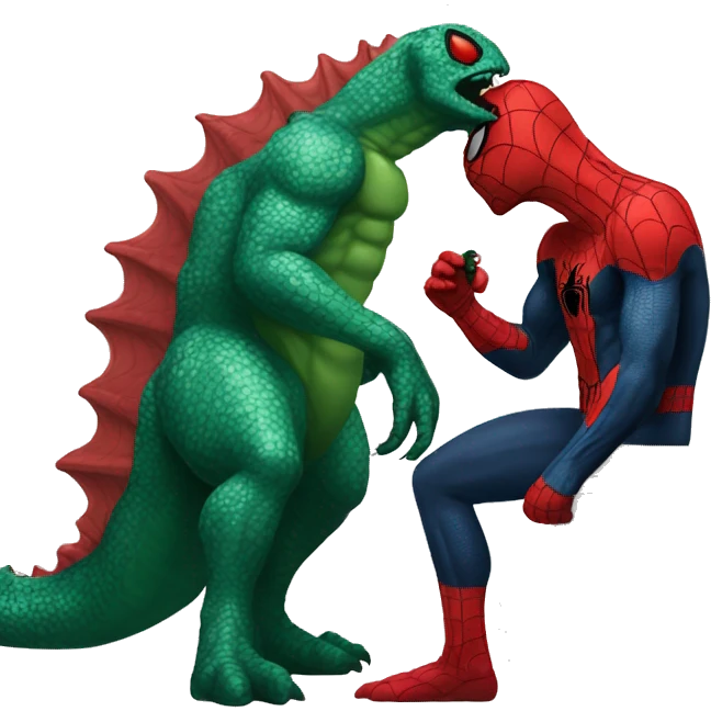 Spider-Man kissing Godzilla emoji
