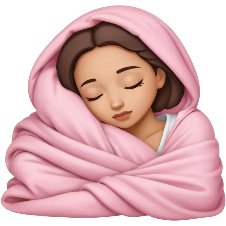 lightskin lady sleeping in light pink blanket emoji