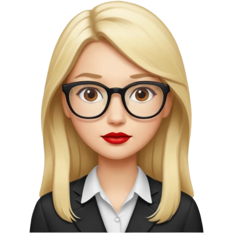 blondy girl with glasses learn analytics she is so pretty and seems like director bitch of company. with long hair and red lips and with makeup. She is data analyst emoji