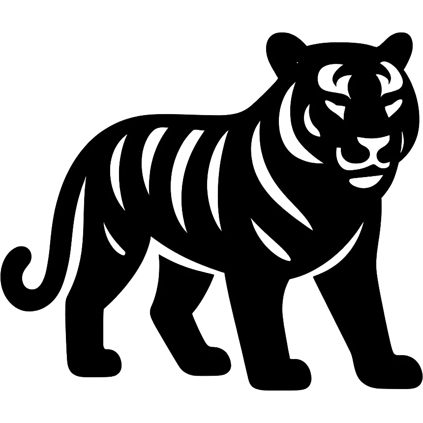 Tiger icon black silhouette emoji