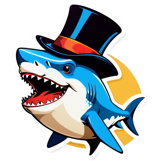 Shark with a top hat emoji