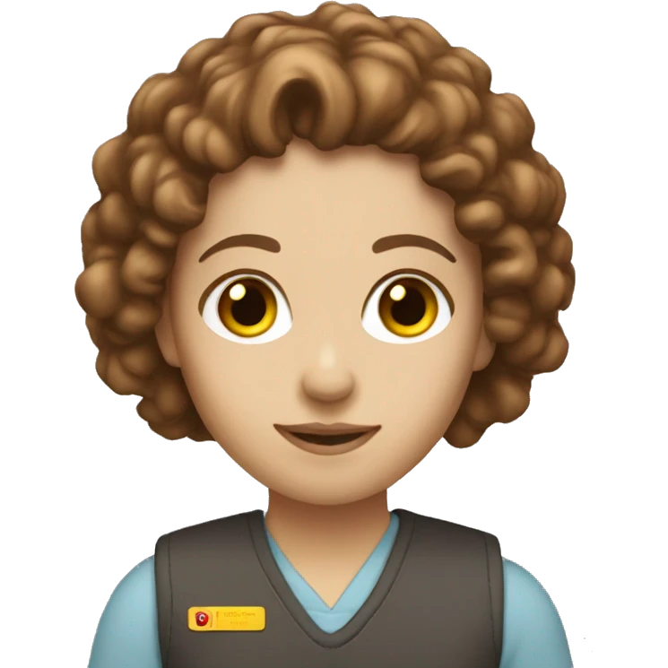 White Women, brown eye, long brown curly hair, mechanical engineer emoji