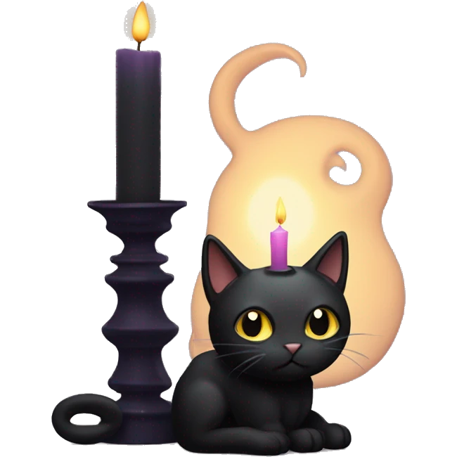spooky black cat and candle emoji