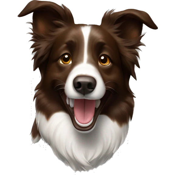Brown border collie ear up laughing emoji