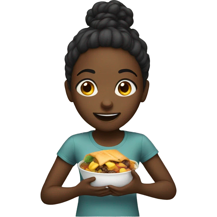 Black girl eating  emoji