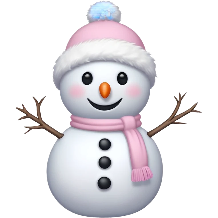 cute white and light pink snowman emoji