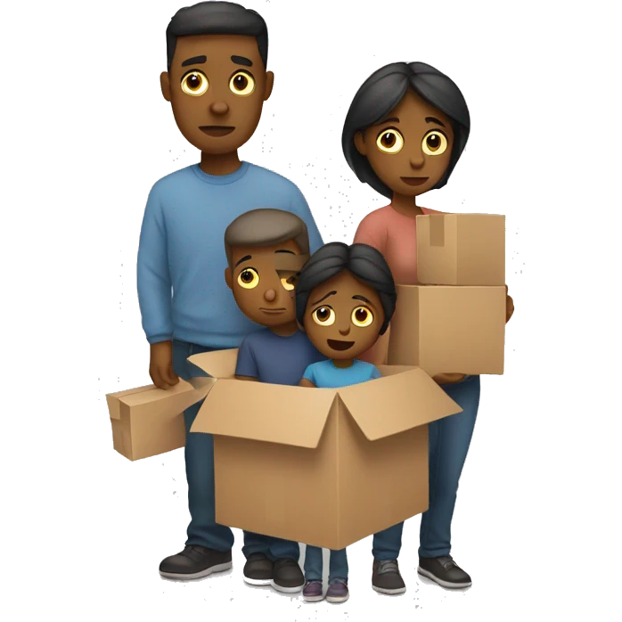 sad family with moving boxes emoji