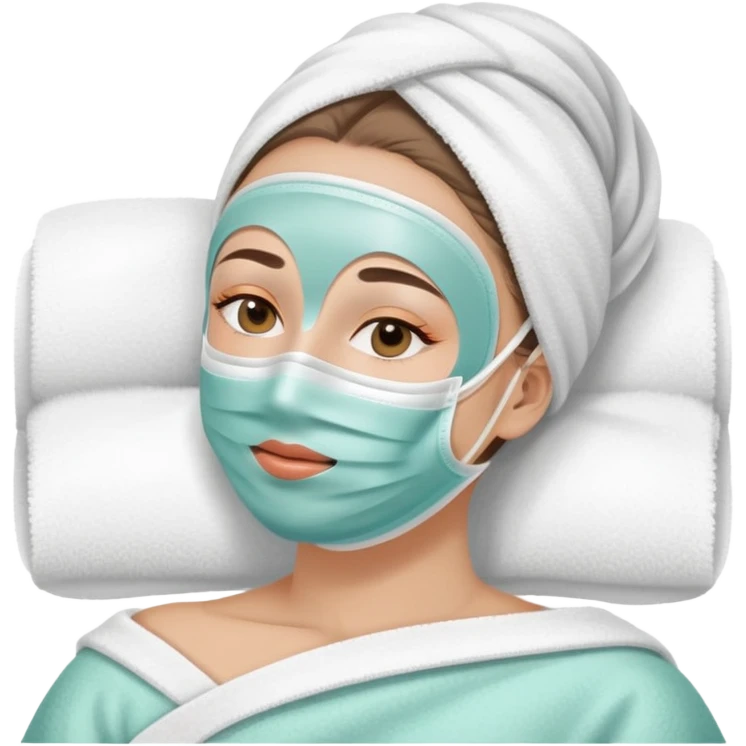 Lady with face mask spa beauty full face relaxing emoji
