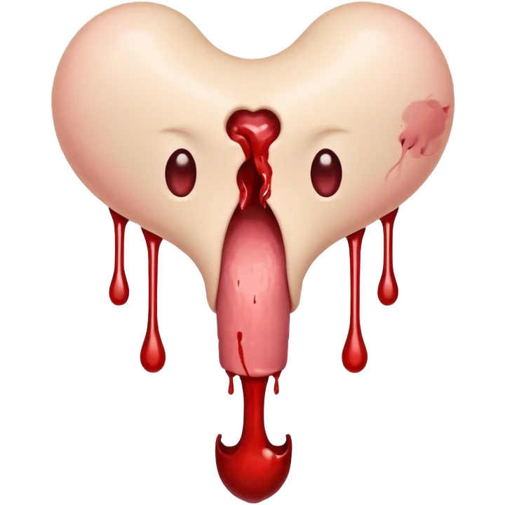 human uterus with medical appearance and blood dripping, emoji style emoji