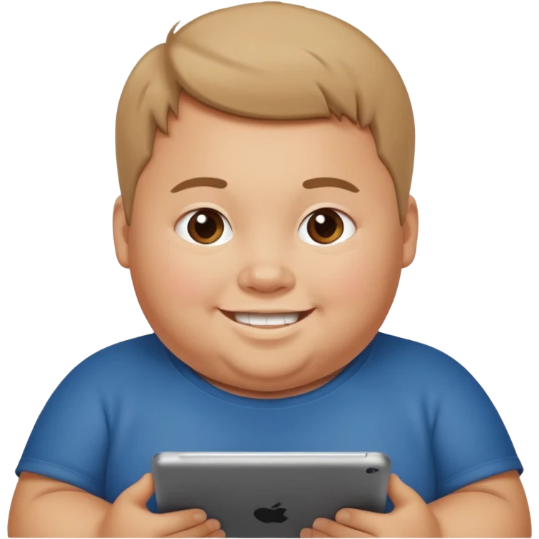 Fat kid playing iPad  emoji