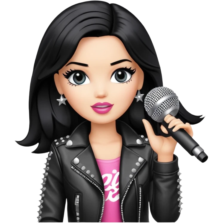 barbie rockstar   with black hair  emoji