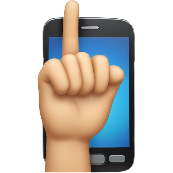mobile phone with waving hand coming out of screen emoji