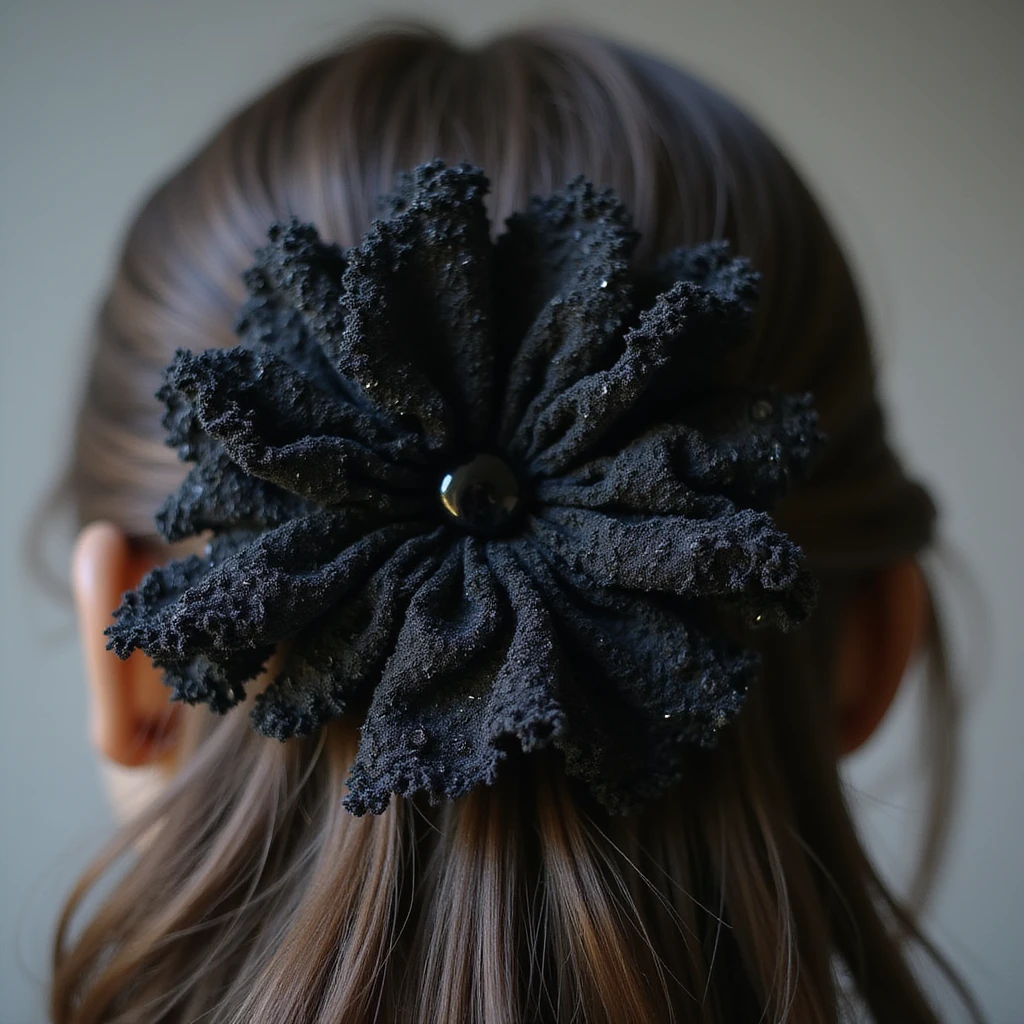 photorealistic gothic hair clip with lace and velvet details, variation 2 emoji