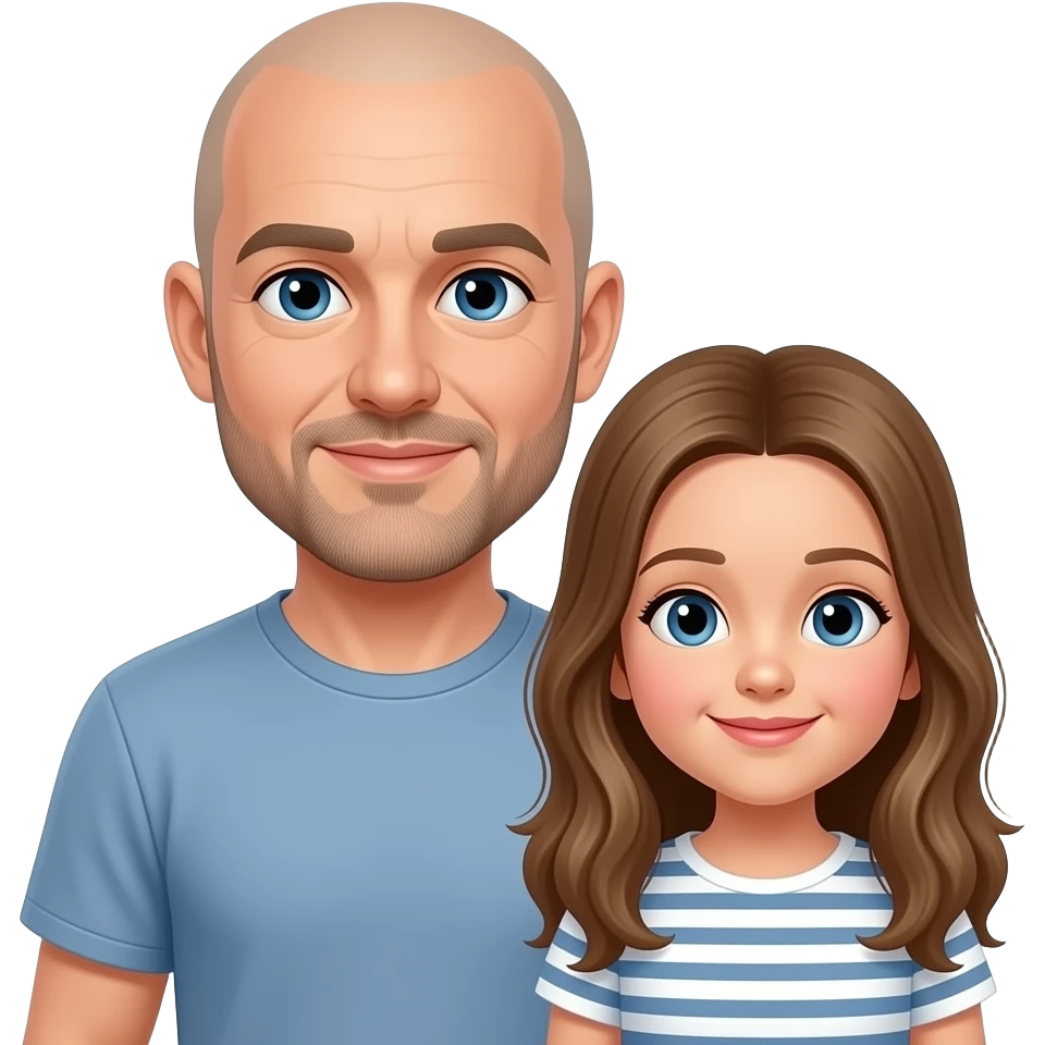 Uomo calvo  con figlia capelli lunghi emoji