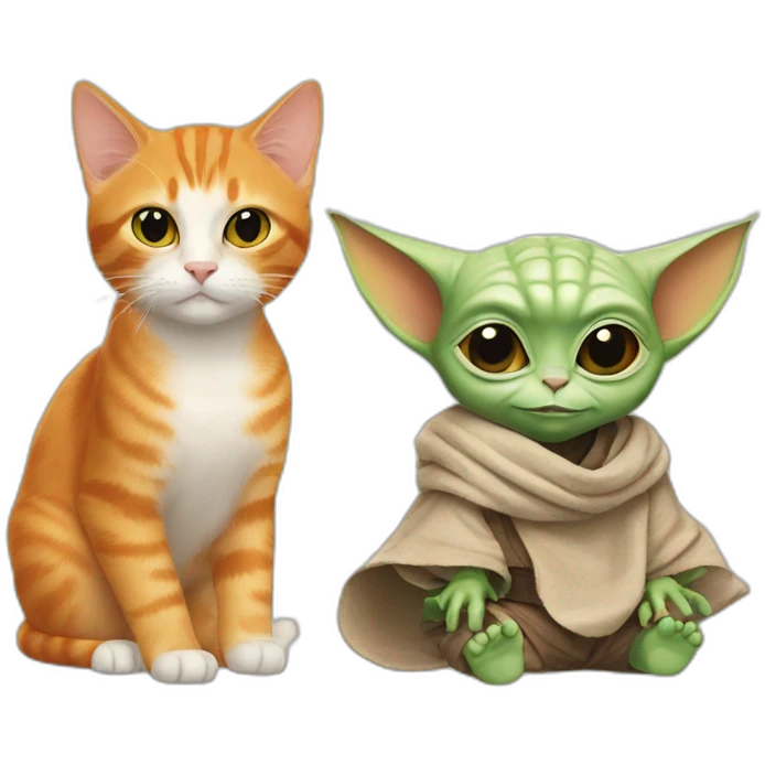 Orange cat and baby yoda emoji