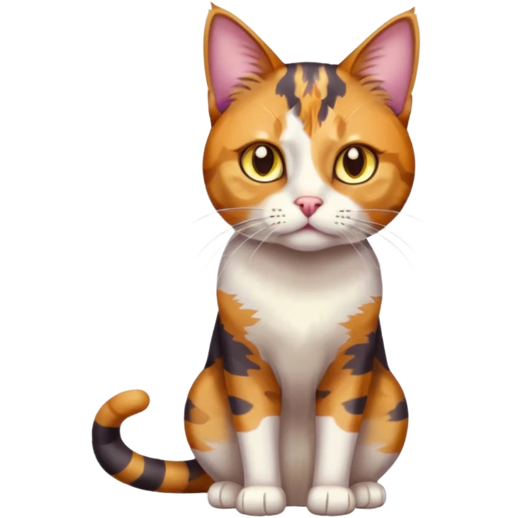 full body anxious looking colourful light patched calico tabby cat with hazel eyes emoji