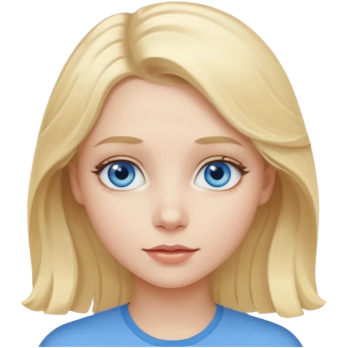 A pale girl with blue eyes and blonde slightly wavy hair emoji