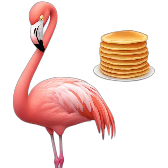 Flamingo with pancake emoji