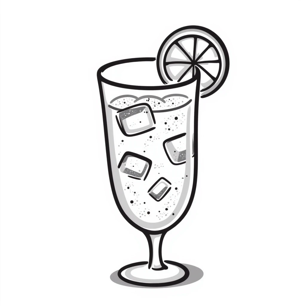 glass of cubata with ice cubes and lemon slice emoji