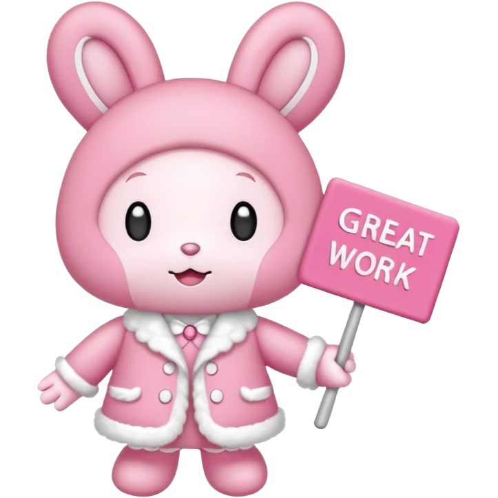 "my melody" with sign that says great work emoji